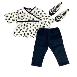 Black & White Outfit for American Girl & 18" Dolls Shirt Pants Sneakers Dog #31